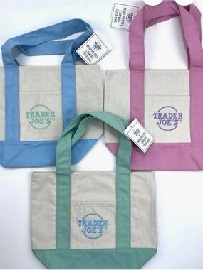 Canvas Tote Bag - Pastel Blue, Pink, Green Options